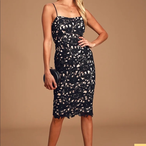 Lulu's Dresses & Skirts - NWT Lulus Black & Tan Crotchet Dress